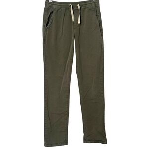 Marine Layer Olive Green Saturday Slim Straight Twill Drawstring Pants Mens S